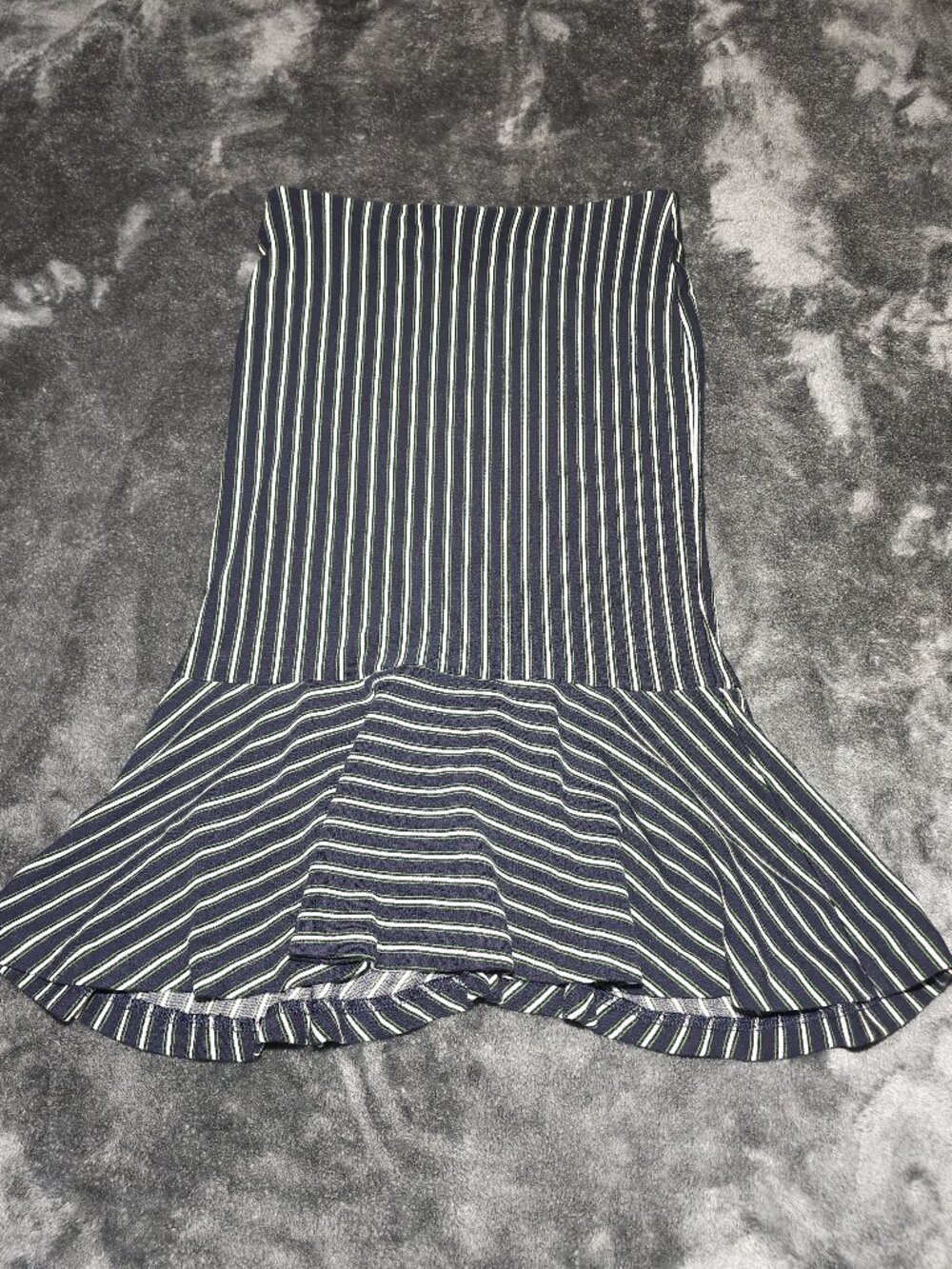 Ann Taylor Petite Skirt Women's Blue Green White Striped Midi Trumpet Dressy